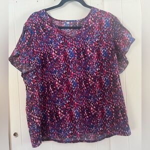 Woman’s Purple and Pink Colorful Patterned Top